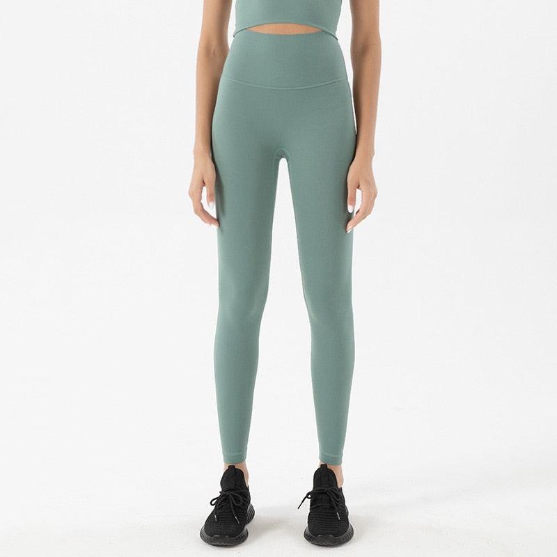 Yoga leggings Stevvex teal high-waist with stretch fabric on Tampa Home & Garden Store