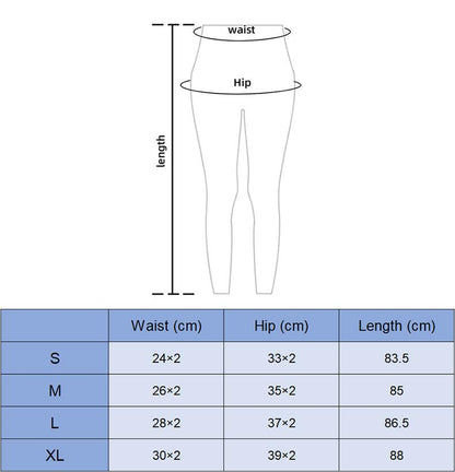 Stevvex yoga pants leggings high waist with size chart S-XL showing waist hip length on Tampa Home & Garden Store