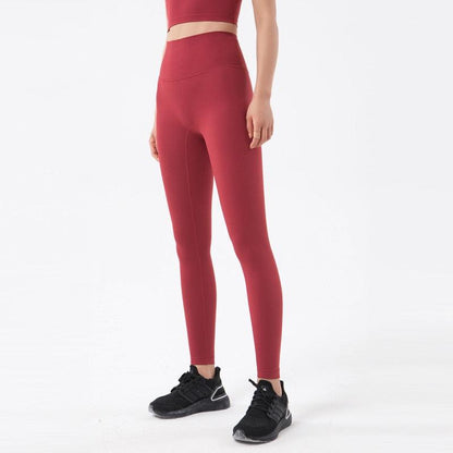Stevvex women's red high-waist yoga leggings with pocket, stretchable fitness pants for running on Tampa Home & Garden Store