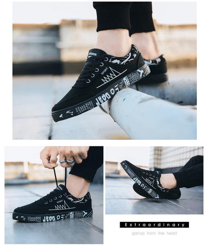 Sneakers Stevvex black with white print, lace-up low-top casual athletic ST85SH5745HRF on Tampa Home & Garden Store
