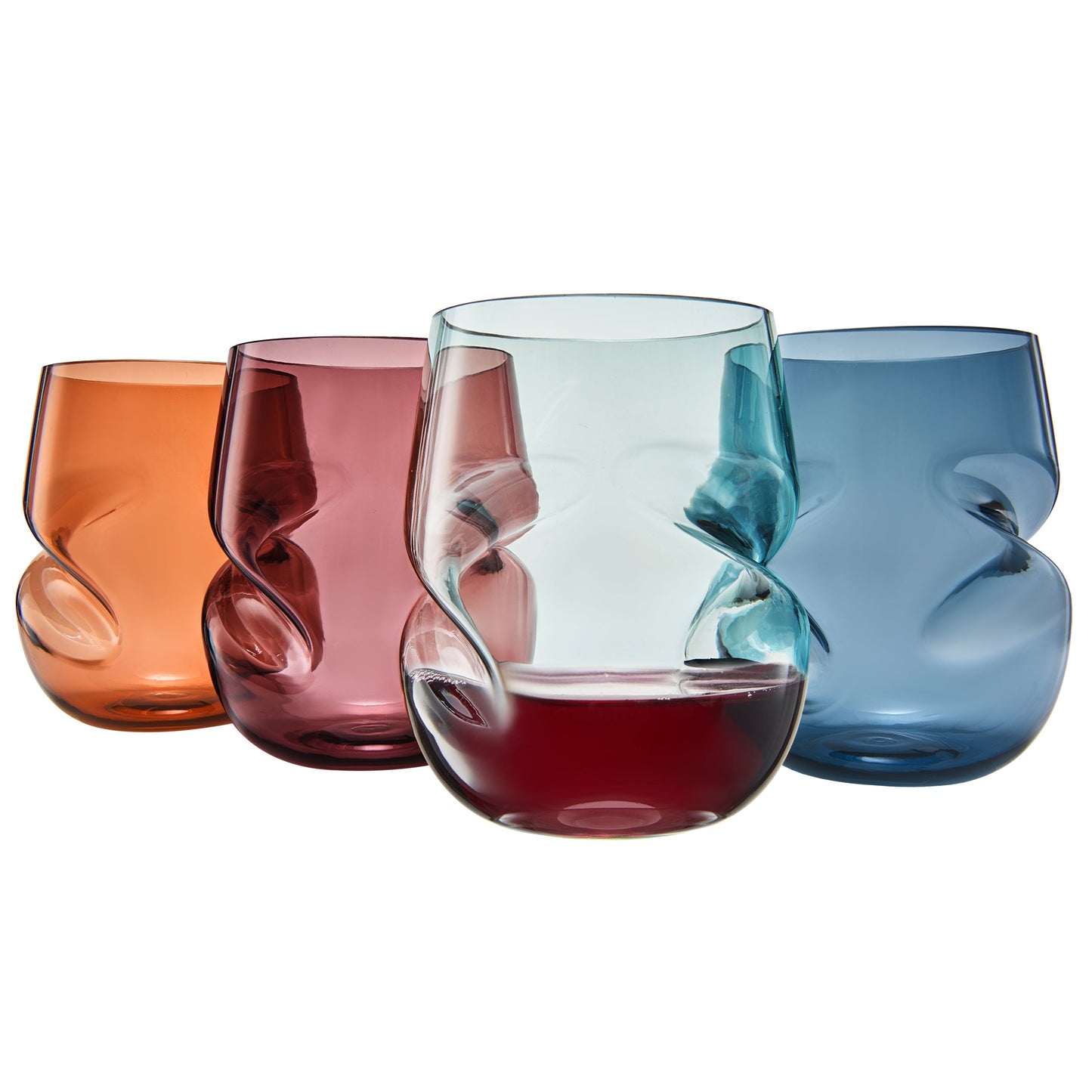 Clear Acrylic Stemless Wine Glasses Set of Four