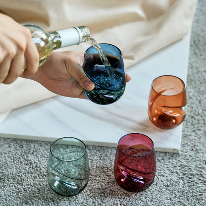 Clear Acrylic Stemless Wine Glasses Set of Four