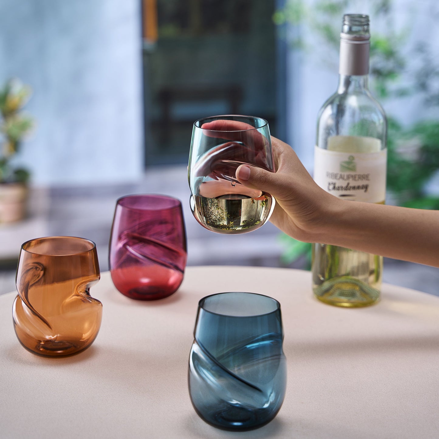 Clear Acrylic Stemless Wine Glasses Set of Four