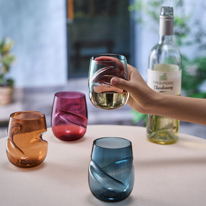 Clear Acrylic Stemless Wine Glasses Set of Four