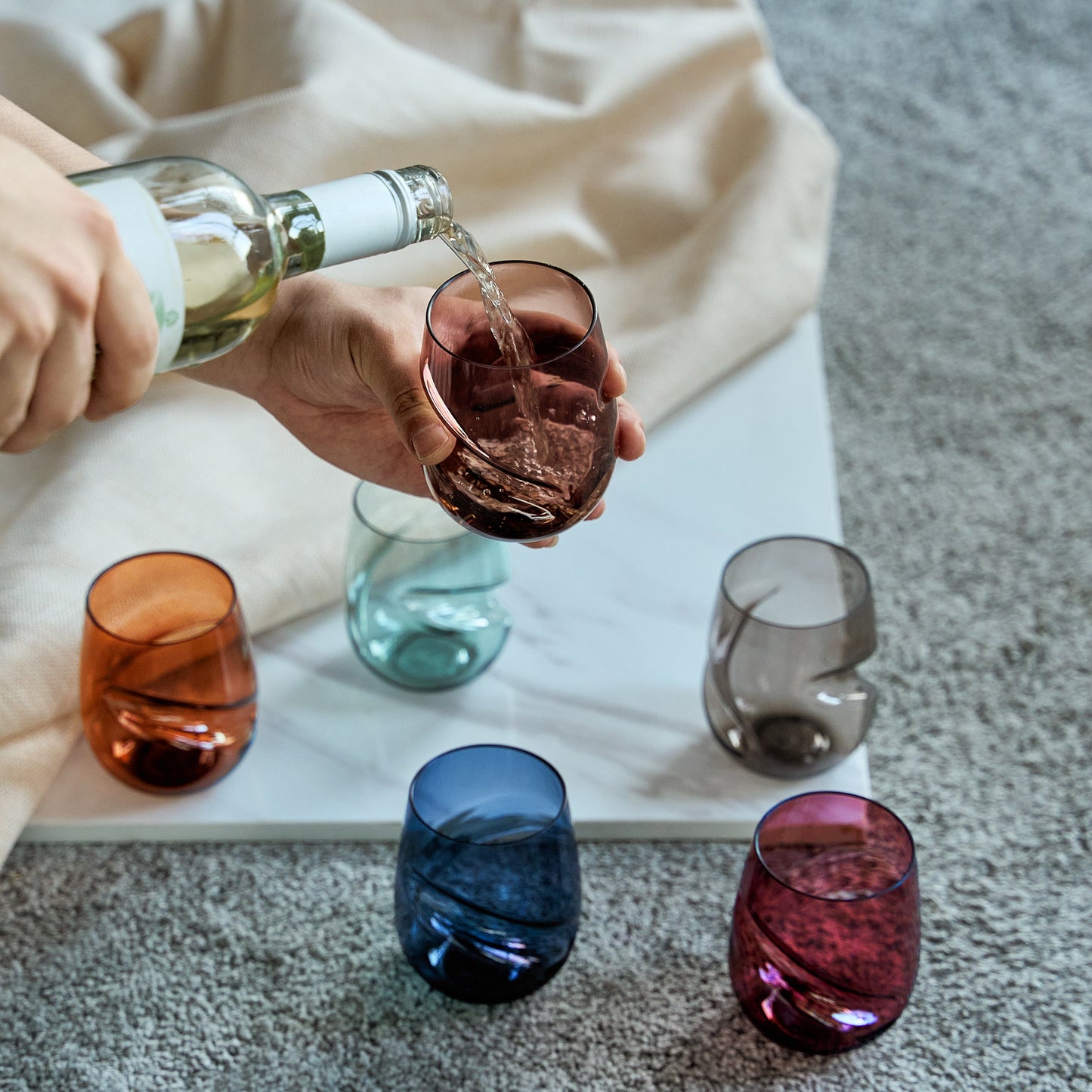 Durable Acrylic Stemless Wine Glasses Set of 6