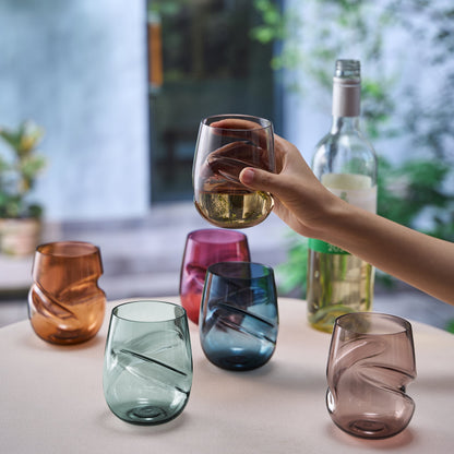 Durable Acrylic Stemless Wine Glasses Set of 6