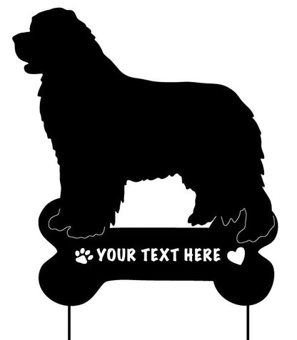 Newfoundland garden stake silhouette with sign panel Rustica Ornamentals lawn decor on Tampa Home & Garden Store