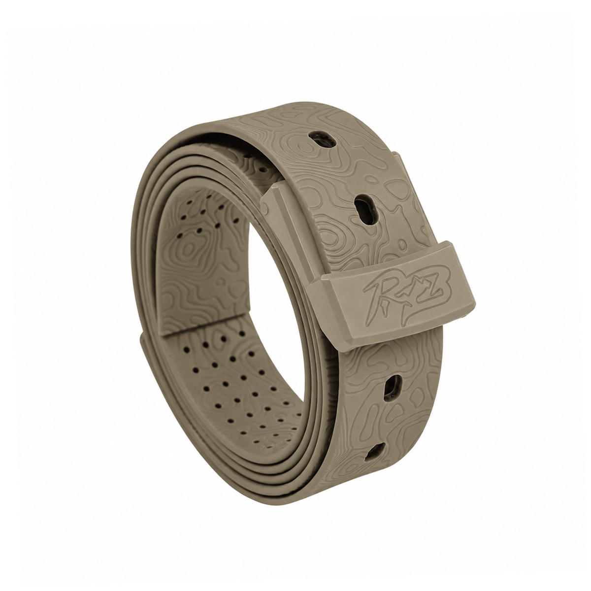 MTN Lite Belt by Ridge Belts in tan topo-patterned strap with matte buckle on Tampa Home & Garden Store