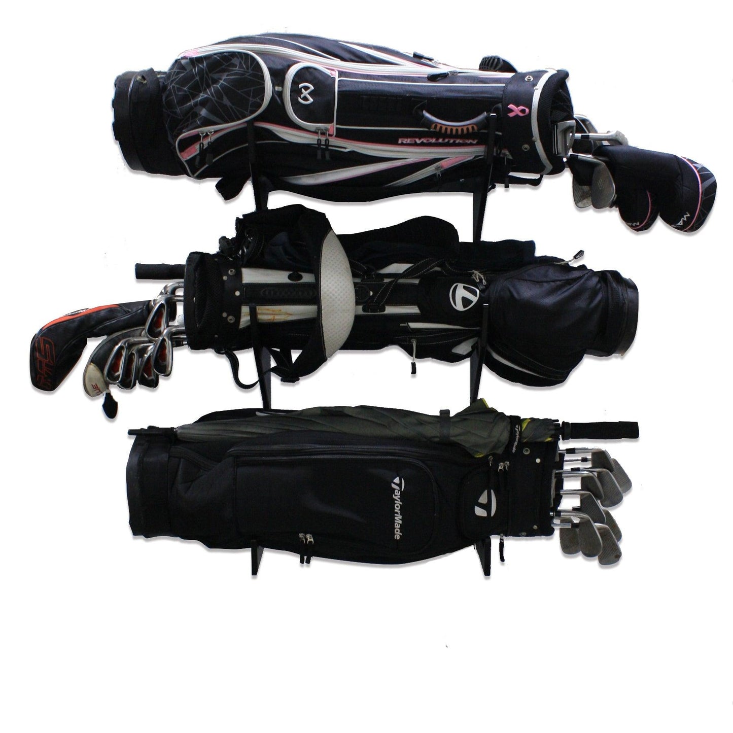 3+ Golf Bags Rack or 2 Golf Bag Racks w/ Shelf Storage | Wall Mount