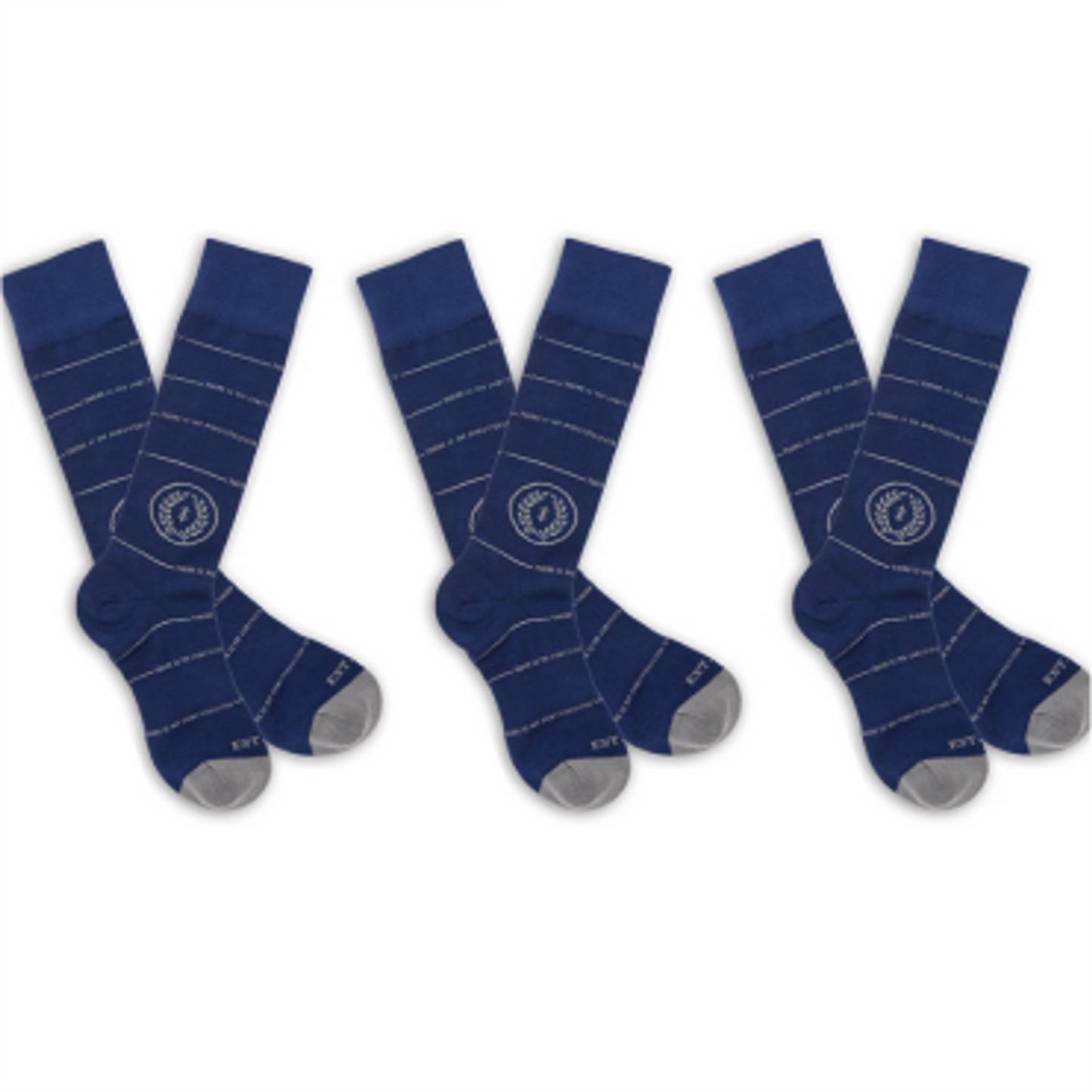 NFF 3-Pack DeadSoxy socks navy blue with diagonal white stripes and grey toe caps on Tampa Home & Garden Store