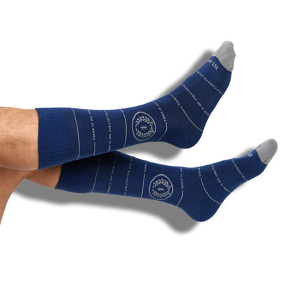 DeadSoxy NFF 3-Pack sock collabs blue socks with gray toe and white text print on cuff on Tampa Home & Garden Store