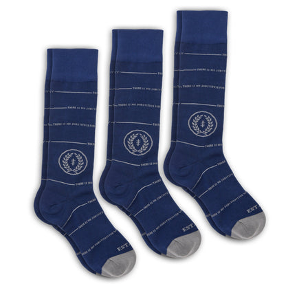 NFF 3-Pack DeadSoxy socks blue, sock collabs with crest emblem and white lines on Tampa Home & Garden Store