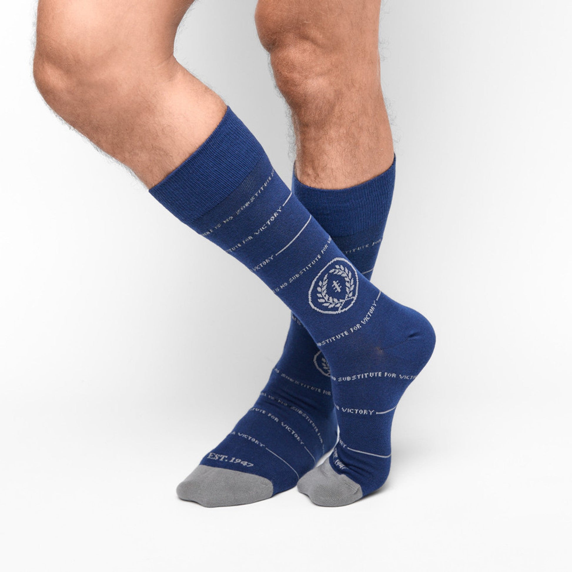 NFF 3-Pack DeadSoxy socks, blue crew socks with white crest pattern, 3-pack on Tampa Home & Garden Store