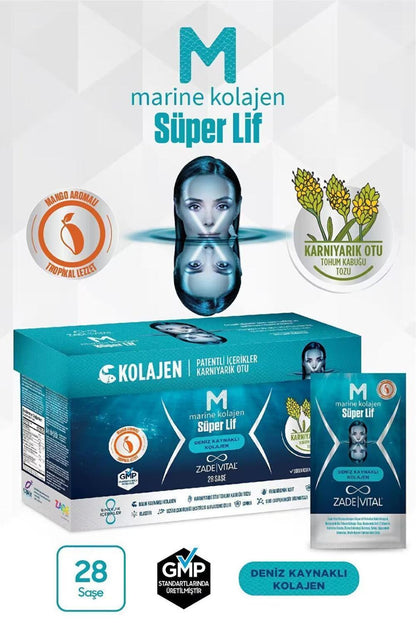 Zade Vital Marine Collagen Super Lif powder box with 28 sachets packaging Beauty Care Bag on Tampa Home & Garden Store