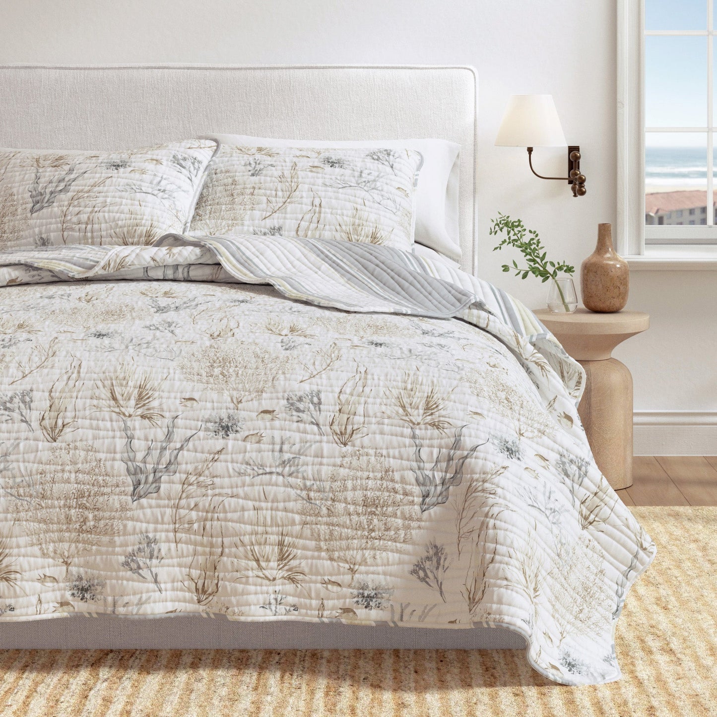 Coral Sea Coastal Quilt Set and Soft Microfiber