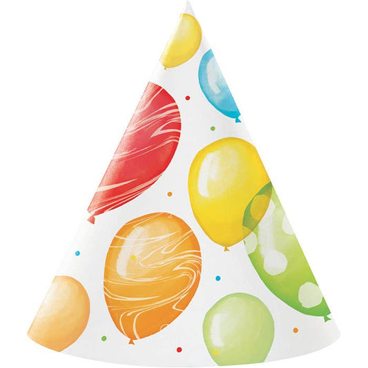 Chapeaux de fête en papier et ballons