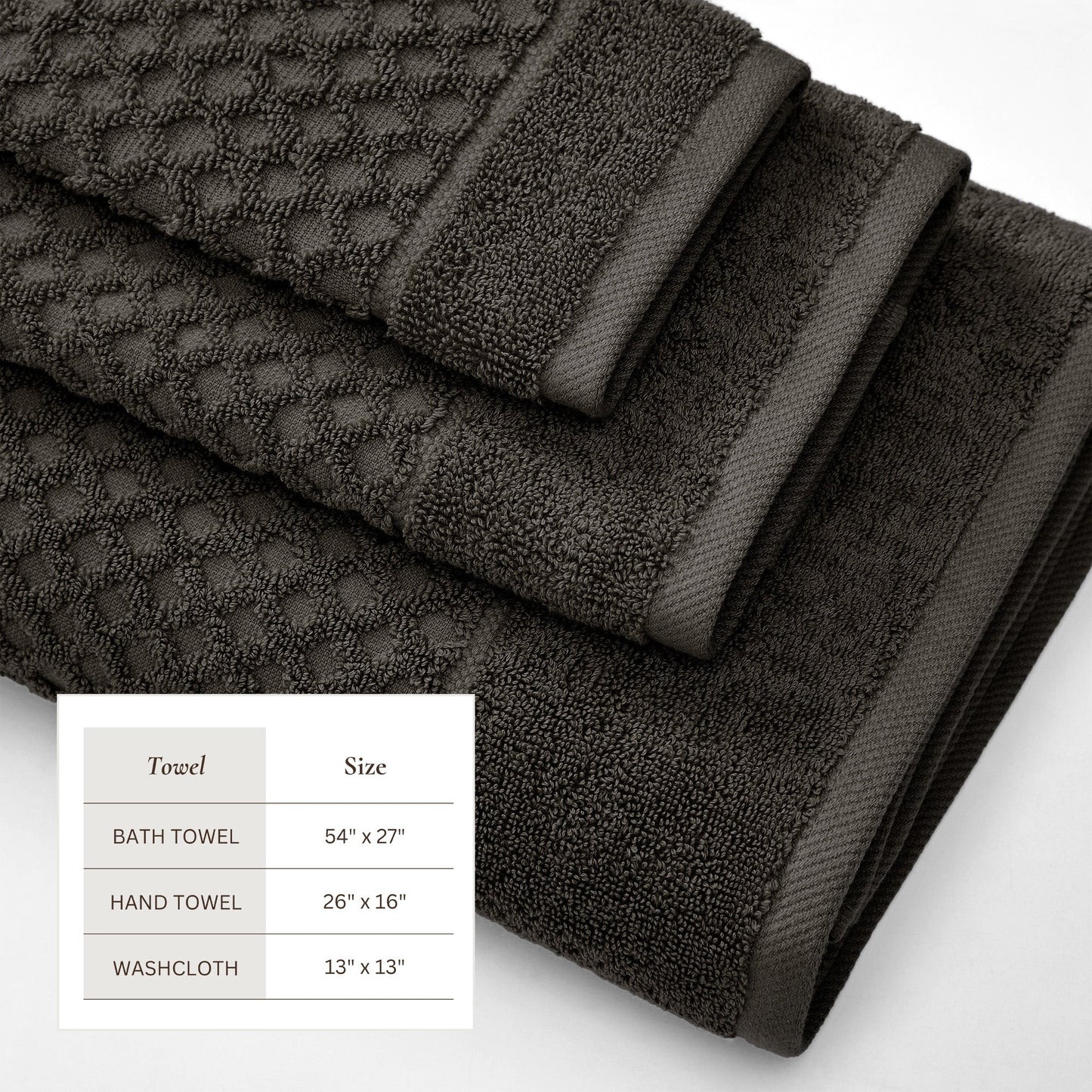 Cotton Diamond Waffle Weave Bath Towel Set