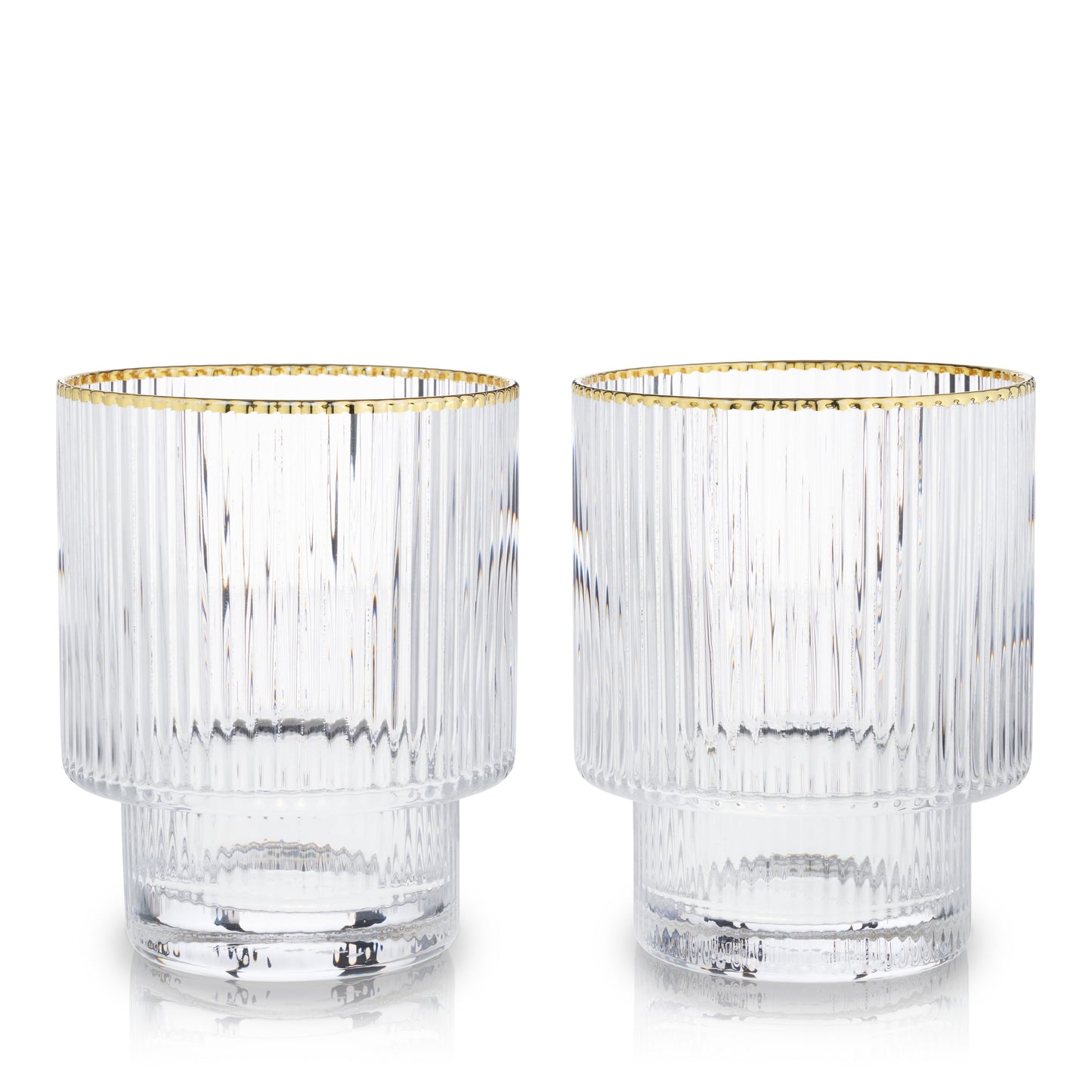 A Set of Two Gold Rimmed Crystal Tumblers