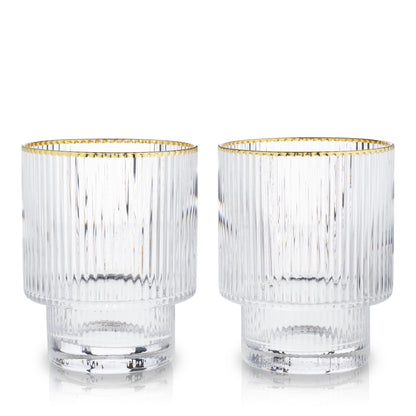 A Set of Two Gold Rimmed Crystal Tumblers