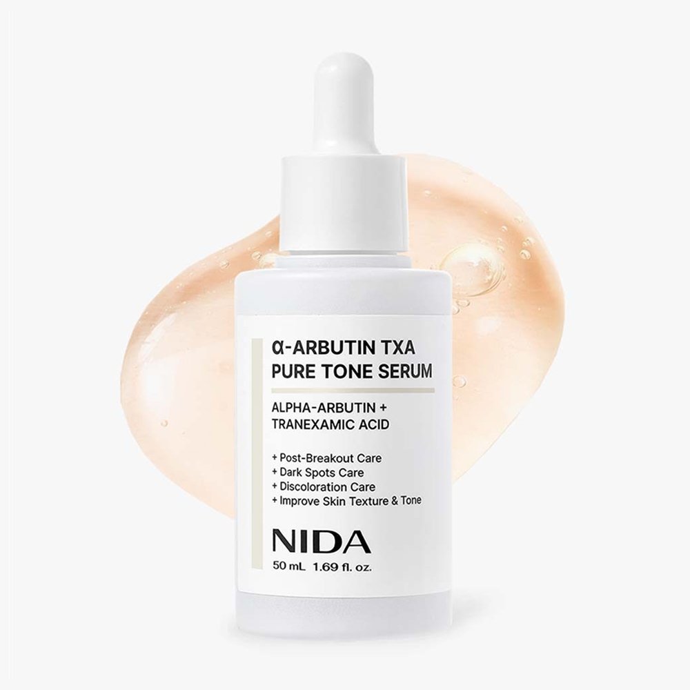 NIDA α-Arbutin TXA Pure Tone Serum bottle with dropper, white label, 50 mL on Tampa Home & Garden Store