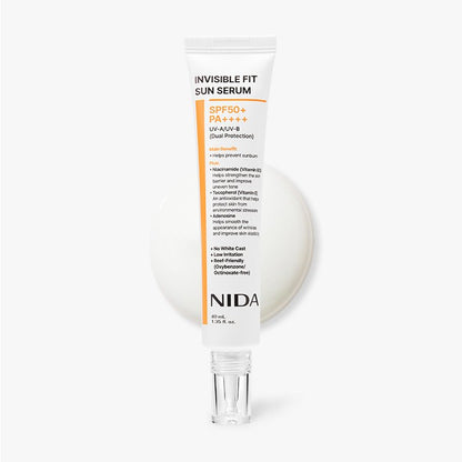 NIDA Invisible Fit Sun Serum SPF50+ PA++++ sunscreen tube Seoulia, 40 ml on Tampa Home & Garden Store