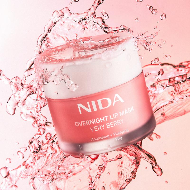 NIDA Overnight Lip Mask 20g Very Berry in pink jar with white lid on Tampa Home & Garden Store
