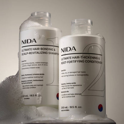 Conditioner NIDA 250ml bottles, ultimate hair thickening & root-fortifying, white bottles on Tampa Home & Garden Store
