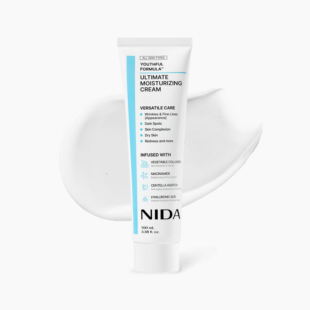 NIDA Youthful Formula Ultimate Moisturizing Cream 100ml white tube with blue accent on Tampa Home & Garden Store