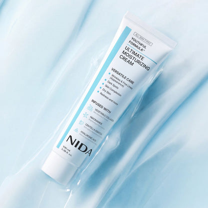 NIDA Youthful Formula Ultimate Moisturizing Cream 100ml tube with blue label on blue background on Tampa Home & Garden Store