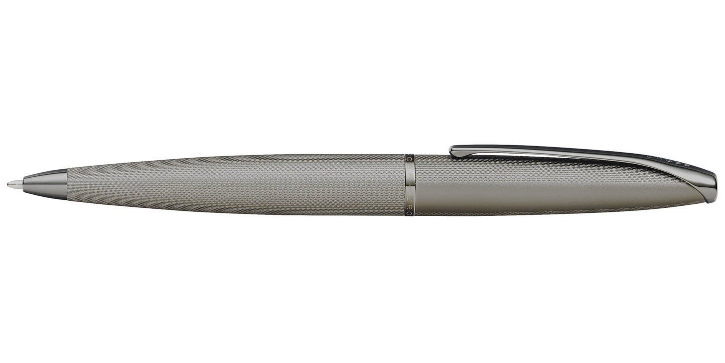 ATX Sandblasted Titanium Gray Ballpoint Pen by A.T. Cross, textured titanium finish with clip on Tampa Home & Garden Store