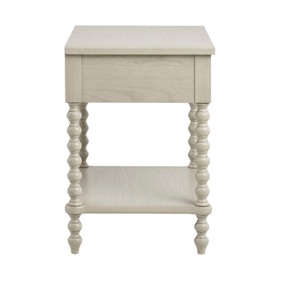 Nightstand With 1 Drawer And Turned Legs, whitewashed wood, HouseOfZazla on Tampa Home & Garden Store