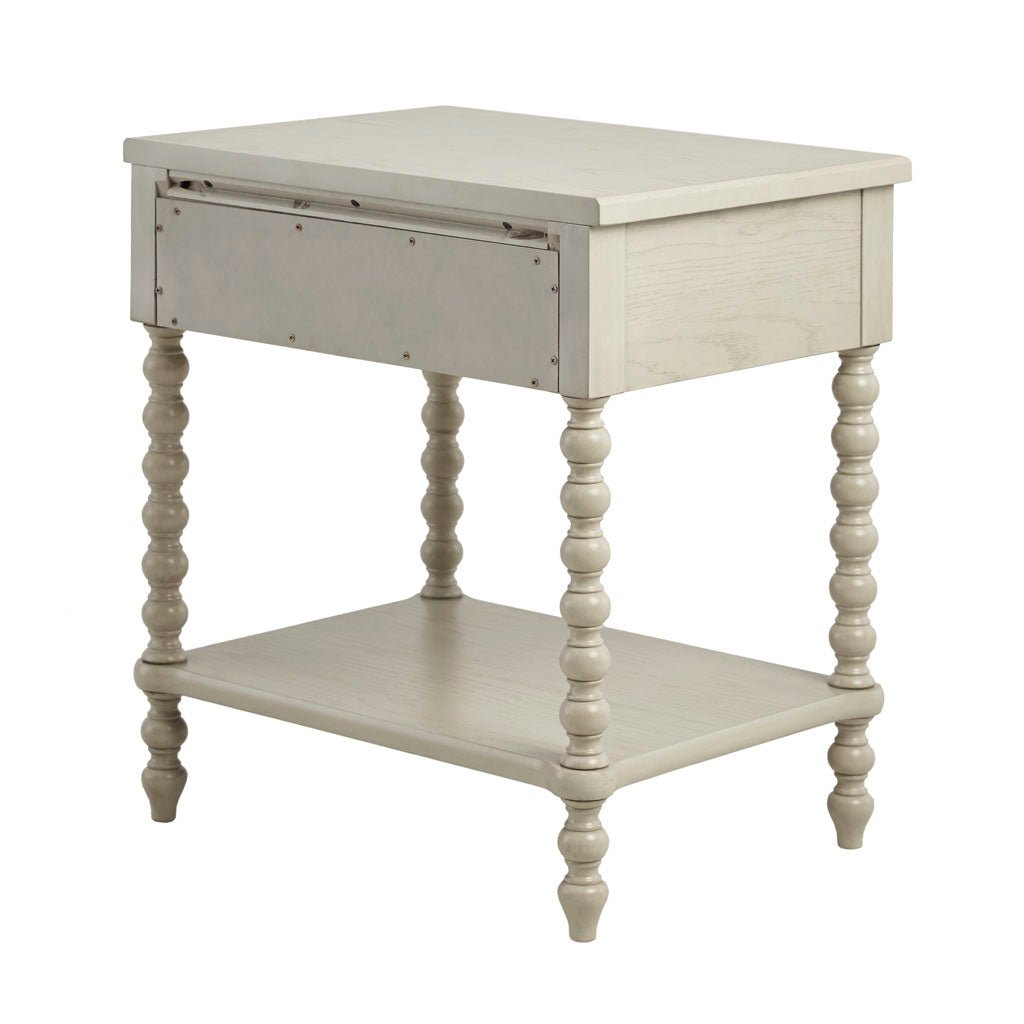 Nightstand with 1 drawer and turned legs in cream finish on Tampa Home & Garden Store