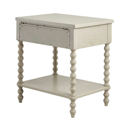 Nightstand with 1 drawer and turned legs in cream finish on Tampa Home & Garden Store