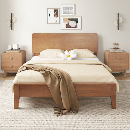 Nightstand with 2 Drawers Solid Rubber Wood Legs