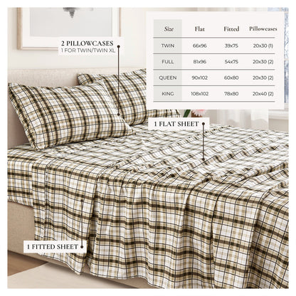 Printed Sheet Set Baylor by Great Bay Home plaid with 1 flat, 1 fitted, 2 pillowcases on Tampa Home & Garden Store