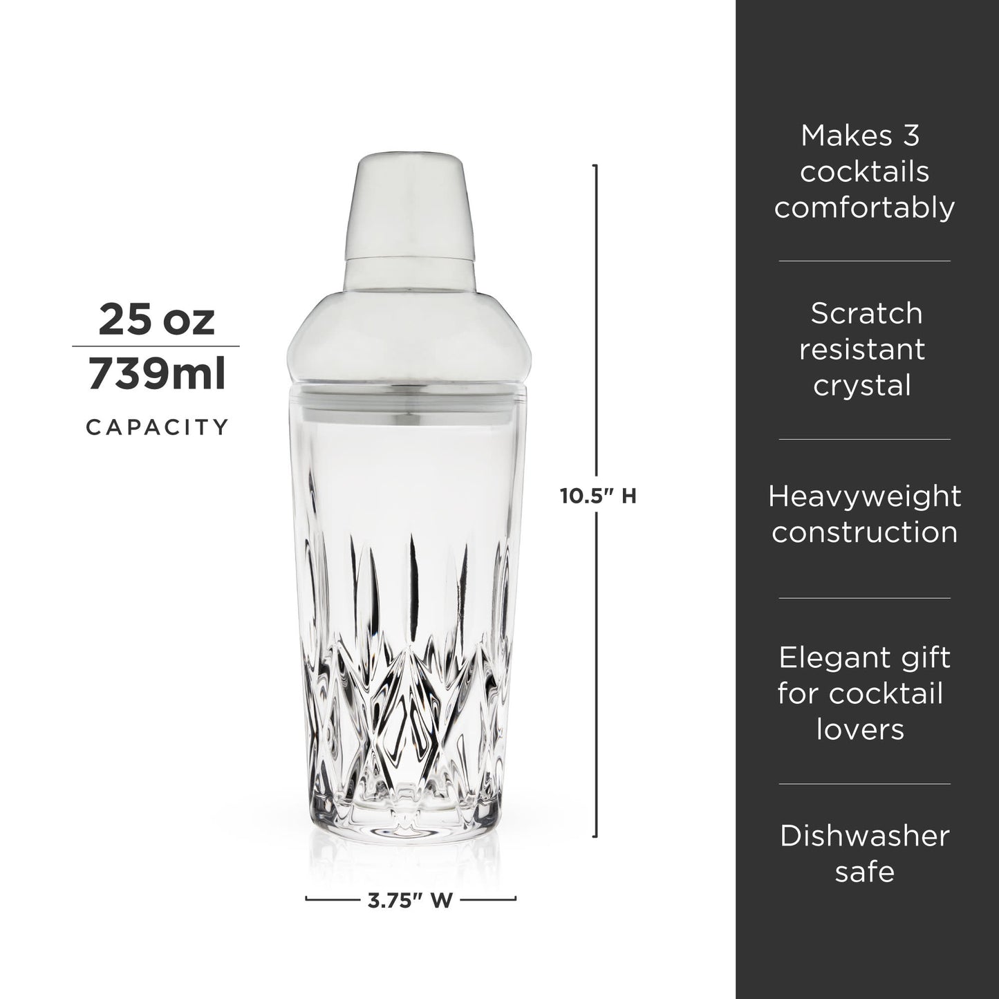 Vintage Crystal Cobbler Cocktail Shaker with Lid