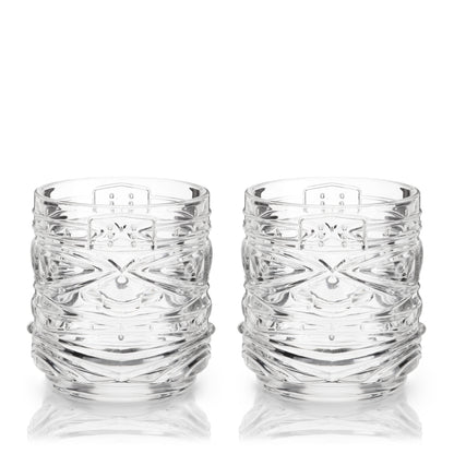Pacific Tiki Crystal Rock Glasses Set of Two
