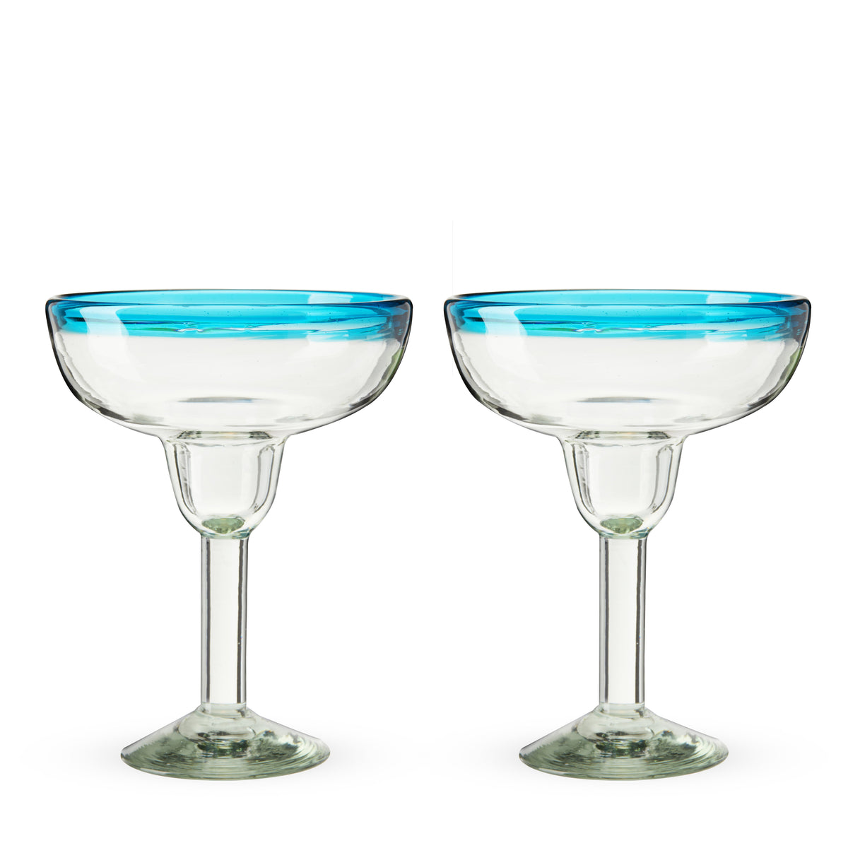 Segunda Vida Primavera Margarita Glasses by Twine Living, blue-rim crystal stems, set of 2 on Tampa Home & Garden Store