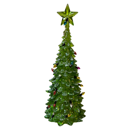 8 Inch Lighted Acrylic Christmas Tree - Green with multicolor bulbs and star topper on Tampa Home & Garden Store