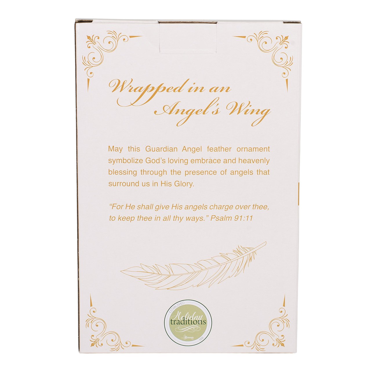 Ornement en porcelaine dorée en forme de cœur enveloppé d'ailes d'ange