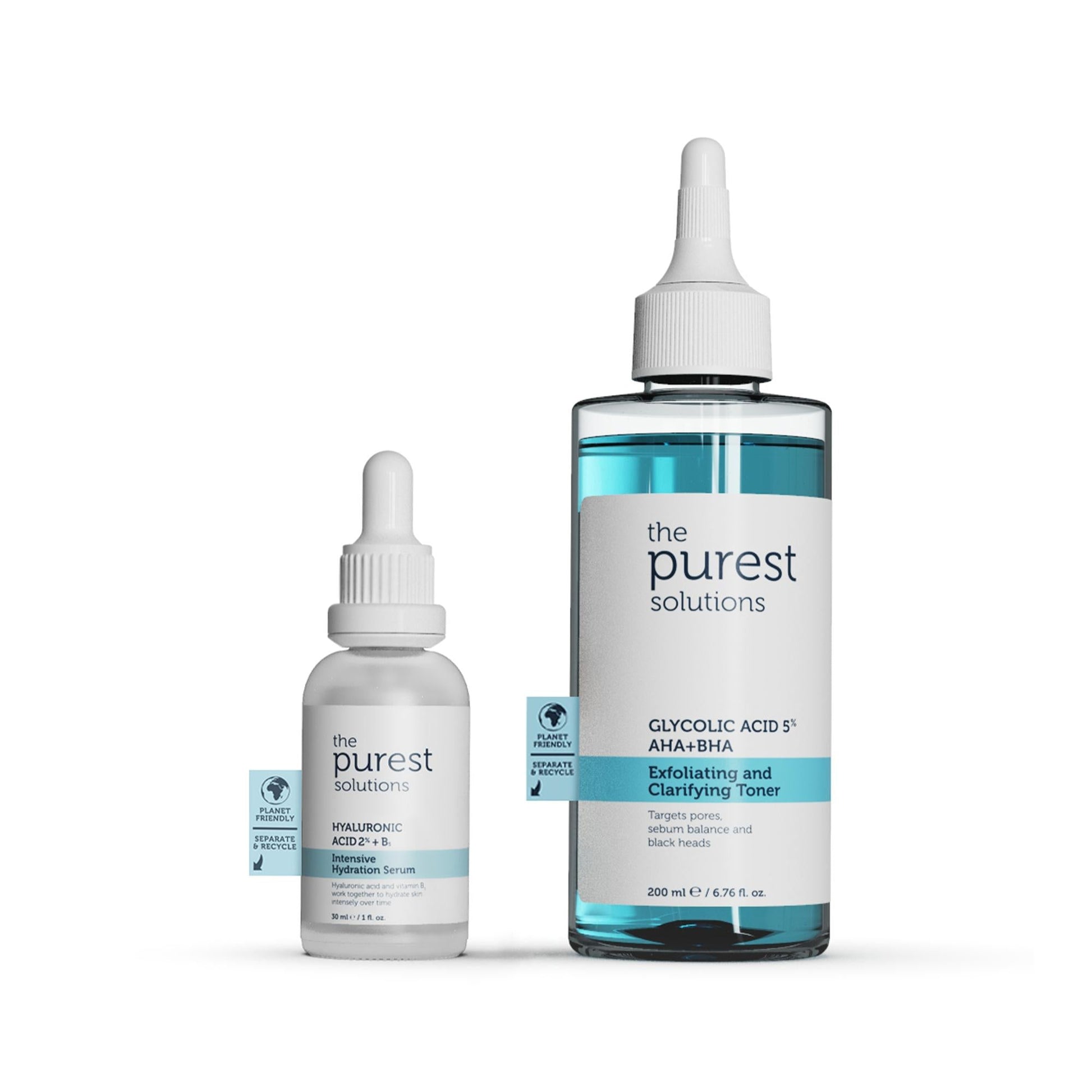 The Purest Solutions skincare set for dry skin with glycolic acid toner and serum in droppers on Tampa Home & Garden Store