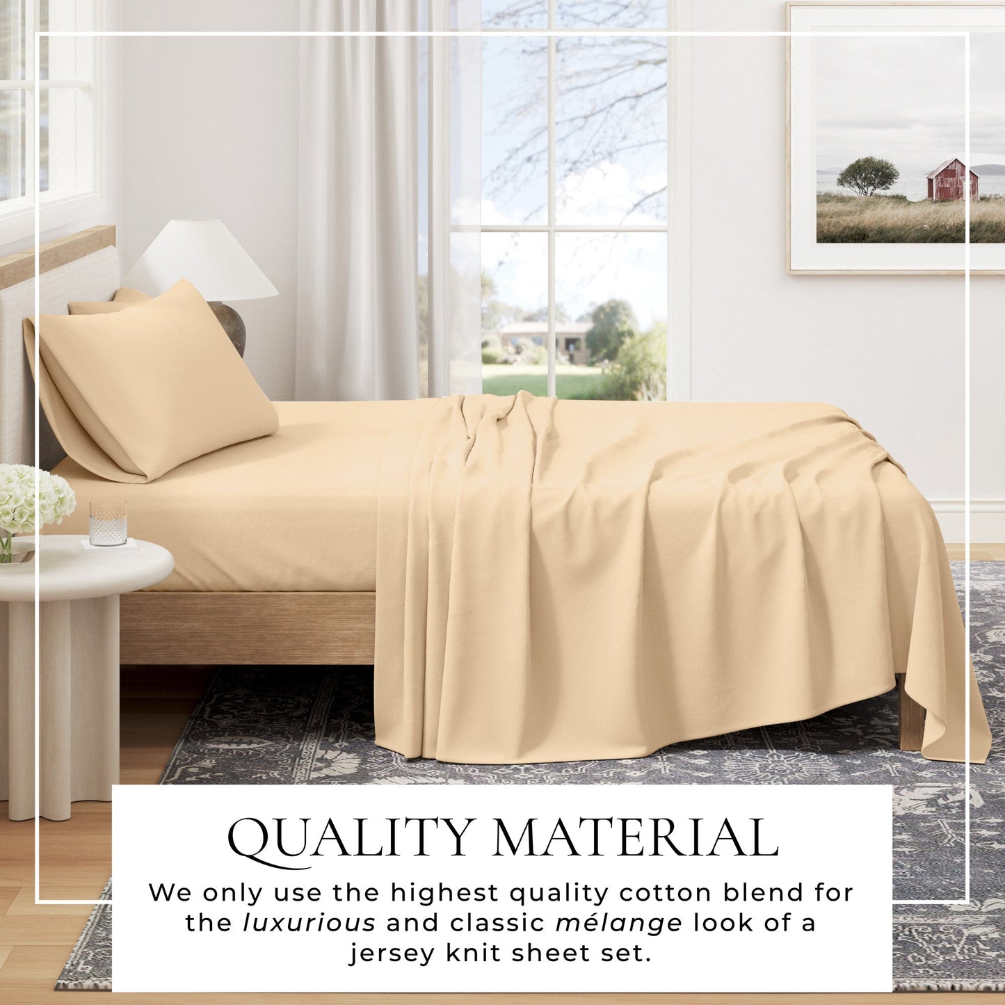 Heathered Jersey and Cotton Blend Bed Sheets