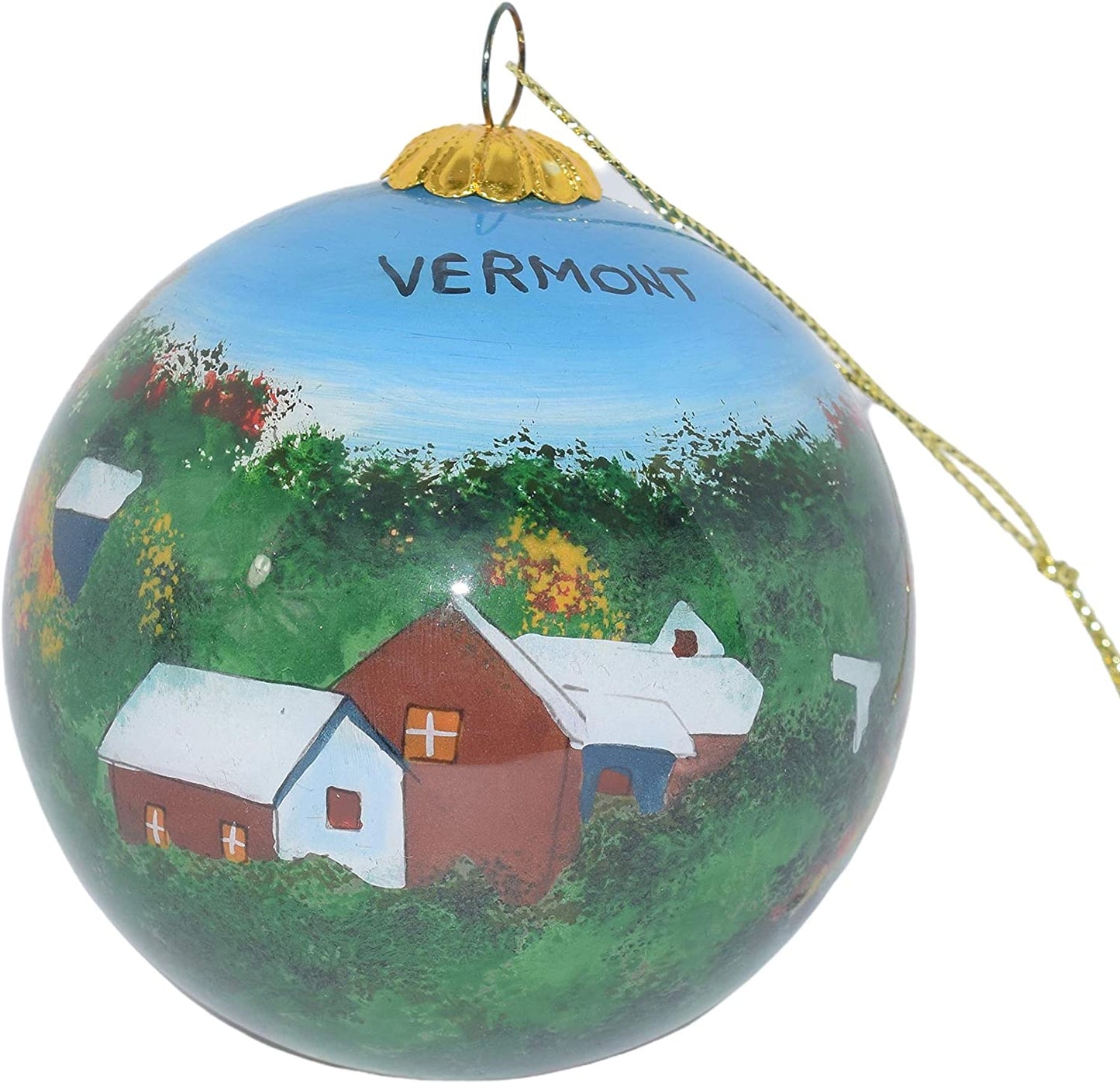 Boule à facettes en verre peinte à la main - Village du Vermont