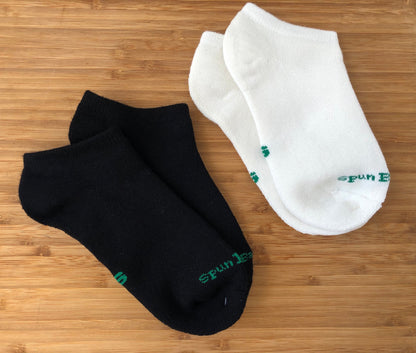 No Look Anklet Bamboo Viscose Socks black and white pair with green accents on Tampa Home & Garden Store