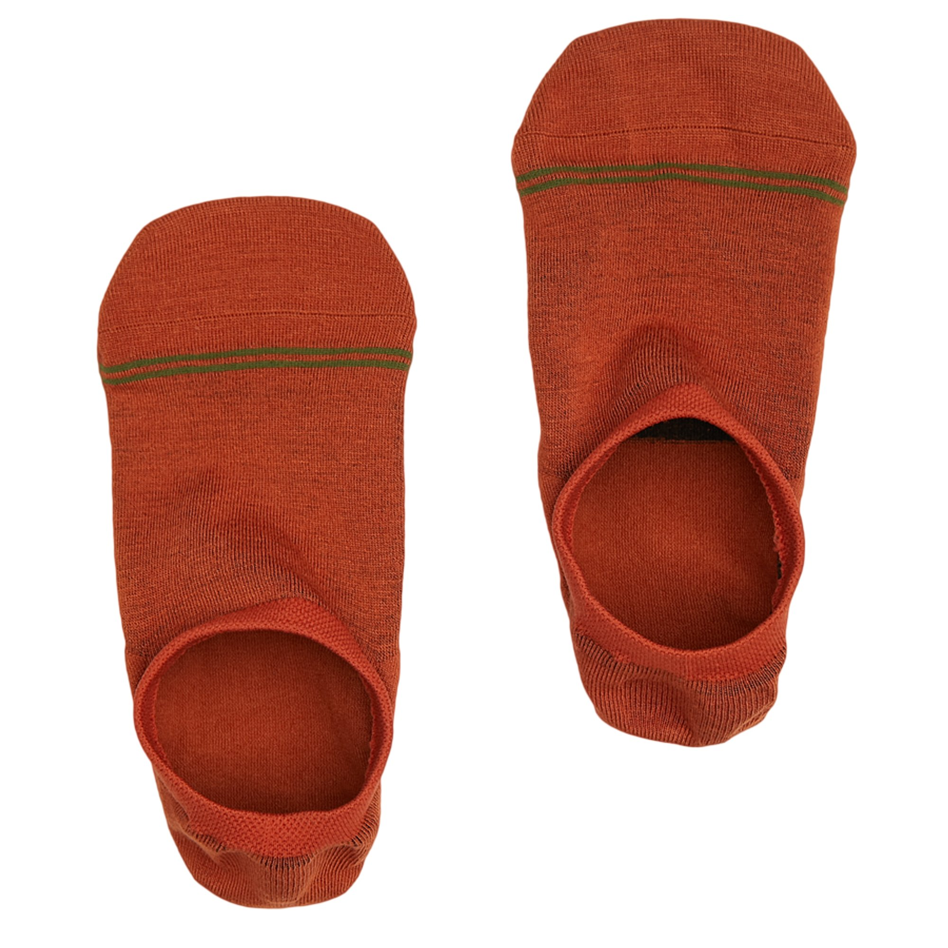 DeadSoxy no-show socks orange with green stripe band, set of 3 pairs visible on Tampa Home & Garden Store