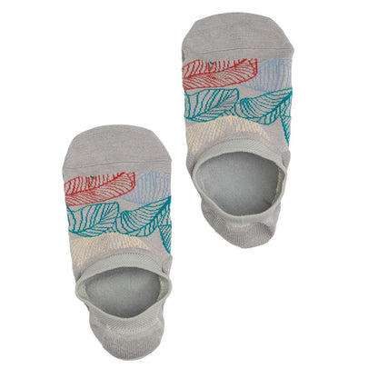 DeadSoxy no-show socks 4 colorful leaf-striped ankle socks on gray background footie style on Tampa Home & Garden Store