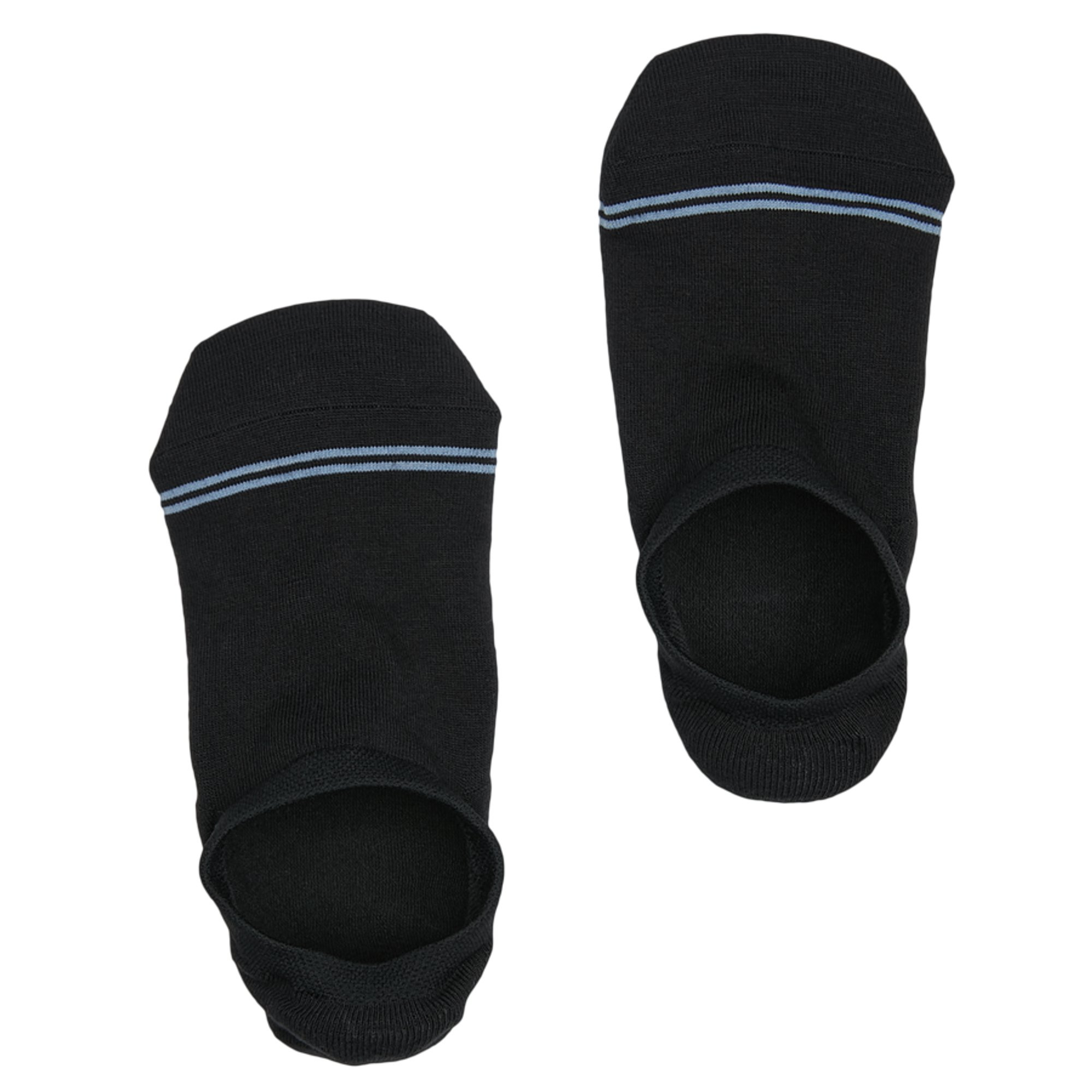 No-Show Socks black knit with light blue twin stripes, 3 pairs shown on Tampa Home & Garden Store