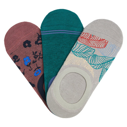 Nature And Leaf Print No Show Socks 3 Pack