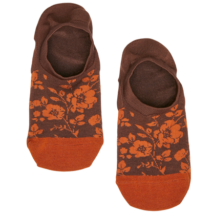 No-Show Socks 2-pack DeadSoxy brown with orange floral pattern on Tampa Home & Garden Store