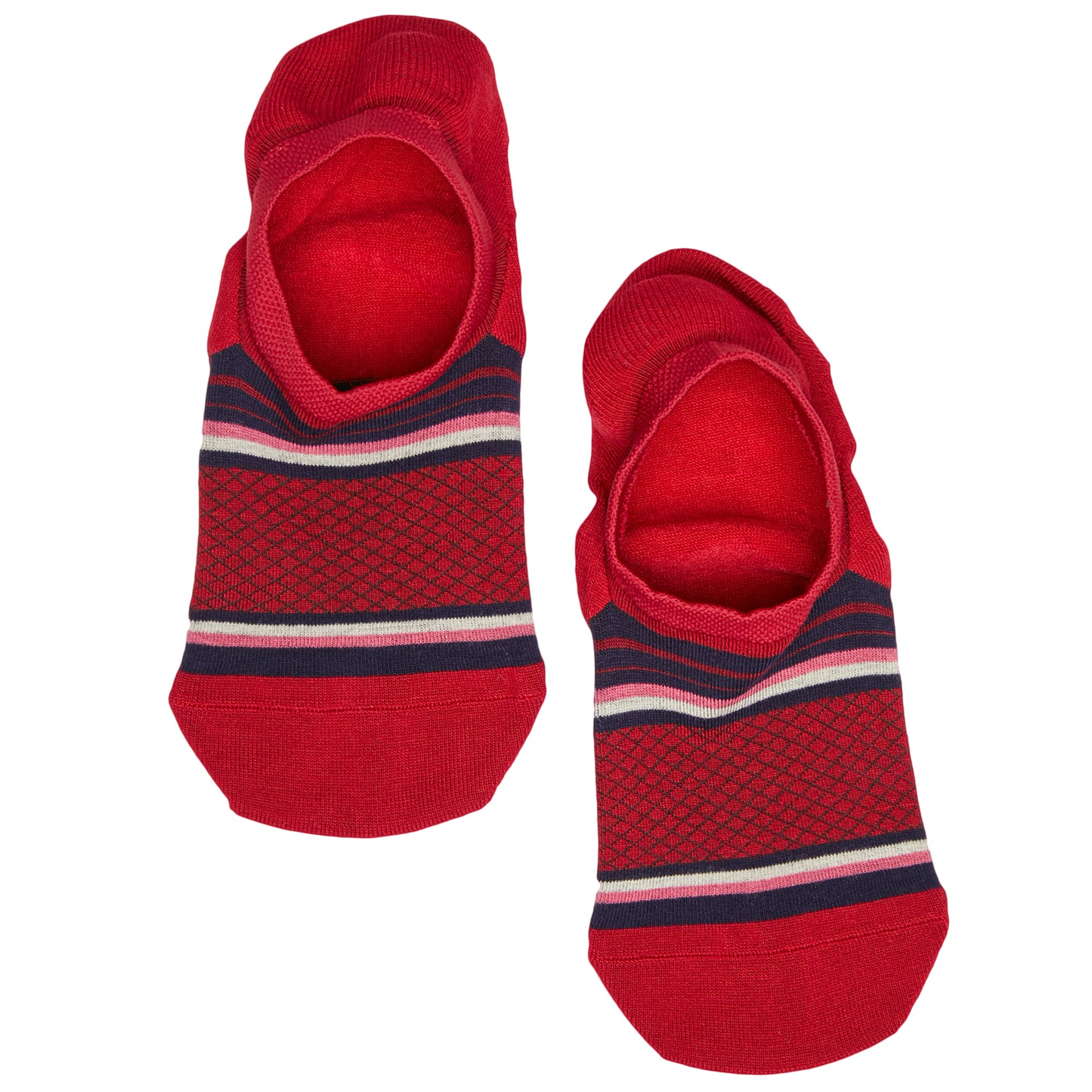 No-Show Sock 6-Pack DeadSoxy vp2 small red footie socks with striped cuff, 2 shown on Tampa Home & Garden Store
